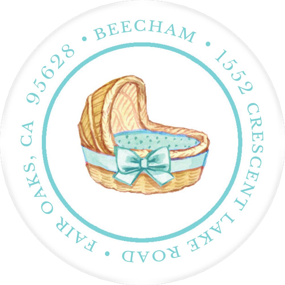 Wildflower Bassinet (Blue) Return Address Sticker