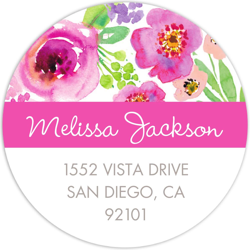 Watercolor Bridal Shower (White) Round Address Label