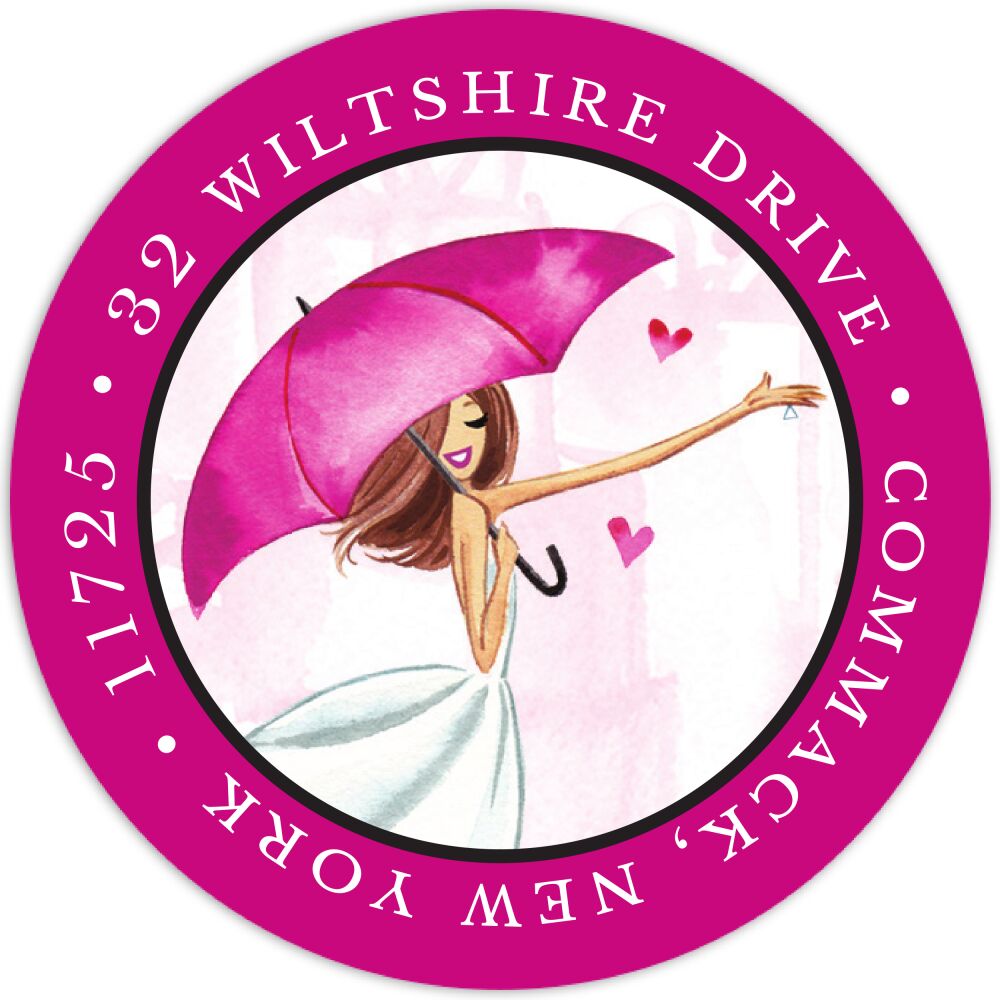 Bridal Love Reigns Banner Round Address Label