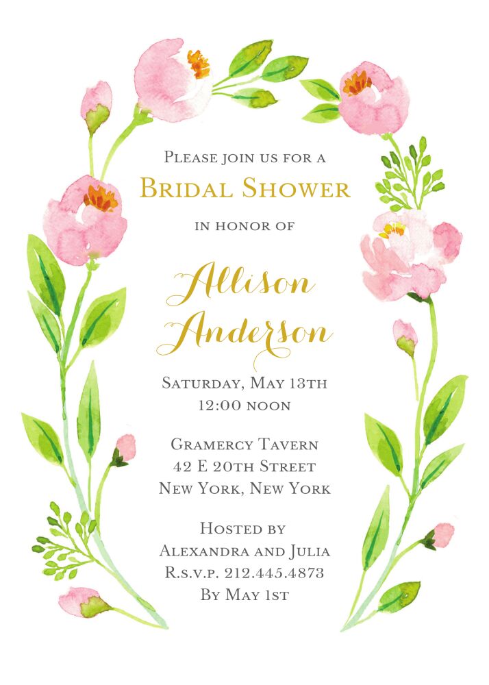 Pink Botanical Wreath Invitation