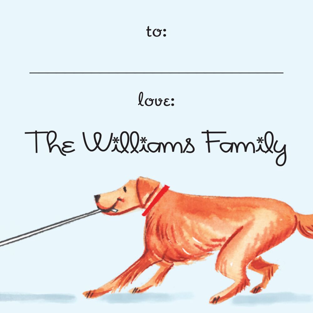 Holiday Wagon (Golden Dog) Gift Sticker