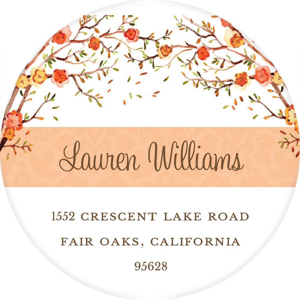 Baby Bird Fall Round Address Label