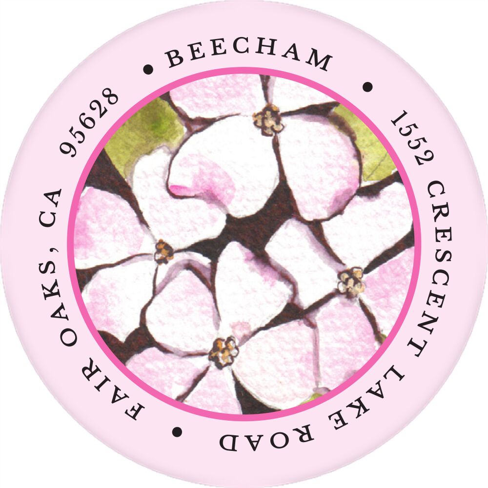 Fashionable Mome (Pink/Brunette) Round Address Label