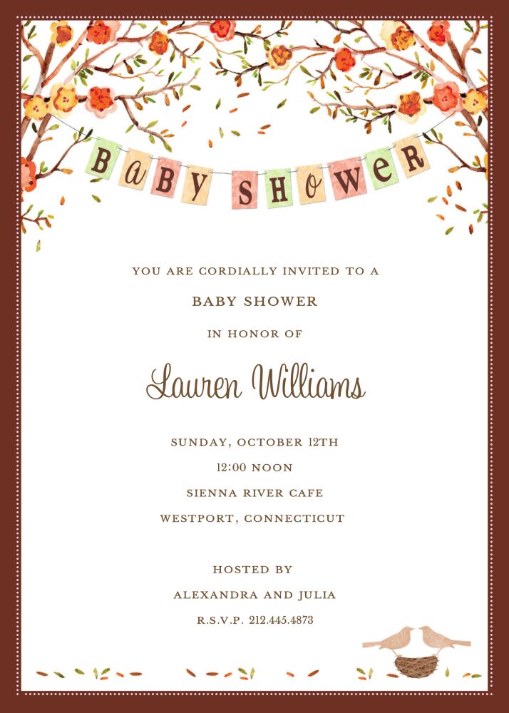 Baby Bird Fall Shower Invitation