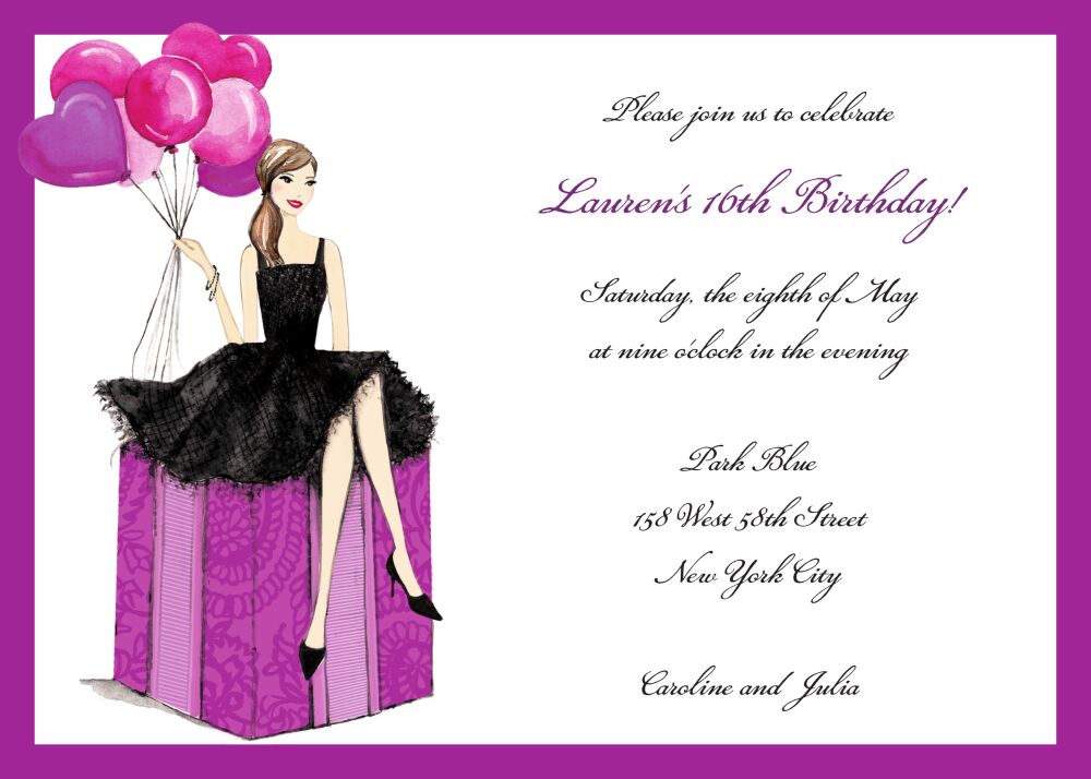 Fashionable Party Girl Invitation
