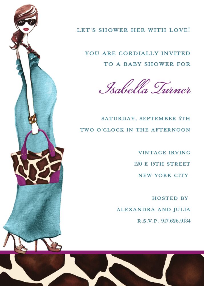 Fashionable Mom (Blue/Brunette) Invitation