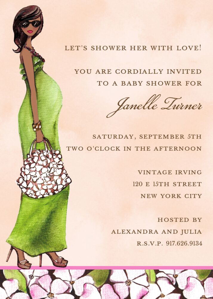 Green Mom Multicultural Shower Invitation