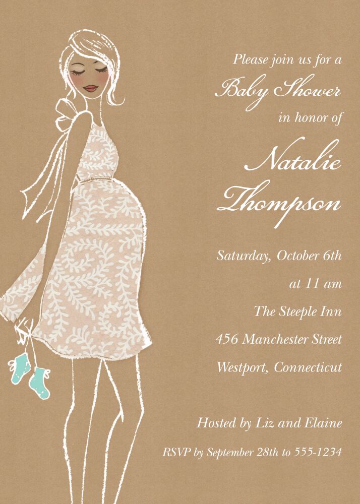 Kraft Baby Blue Shower Invitation