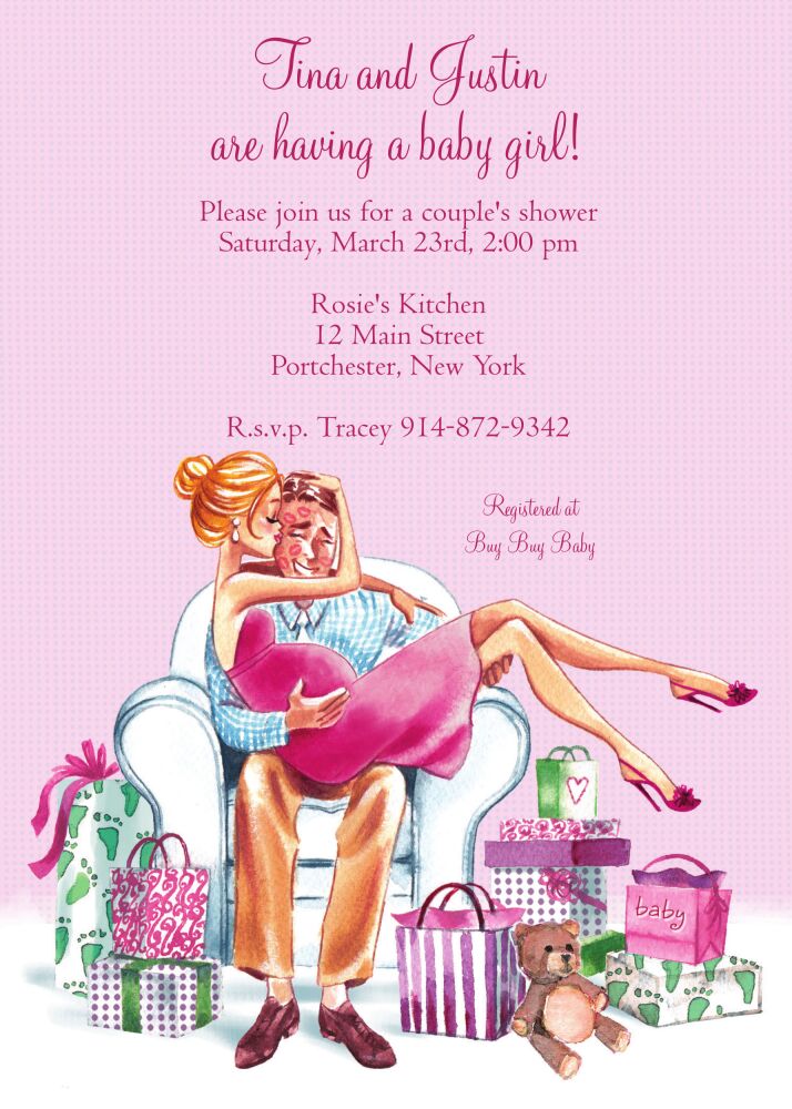 Kisses For Baby (Pink/Blonde) Invitation