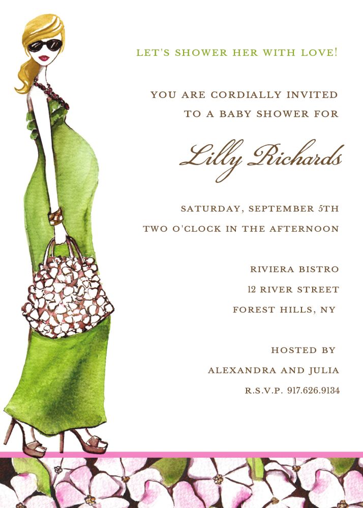 Fashionable Mom (Green/Blonde) Invitation
