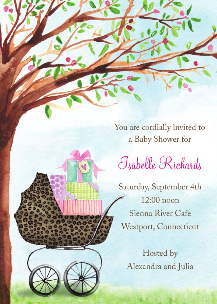 Leopard Print Carriage Shower Invitation