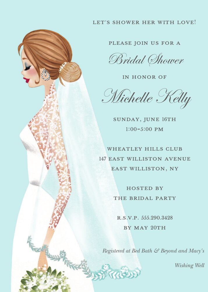Vintage Veil Brunette Invitation