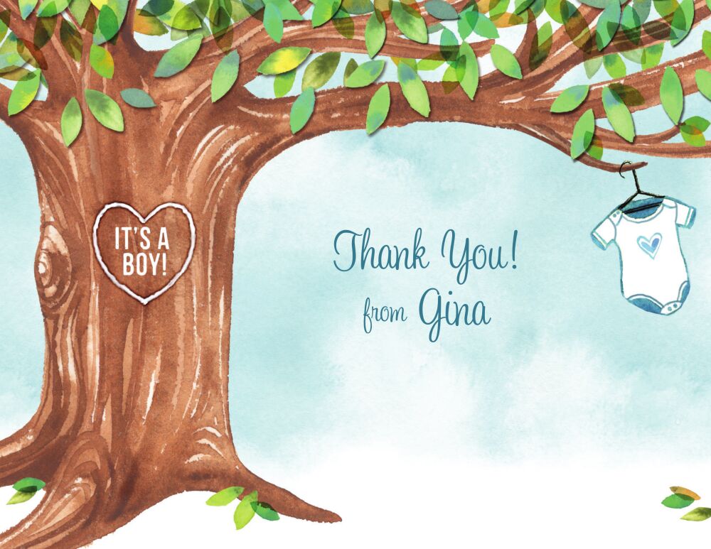 Onesie Tree Blue Folded Note