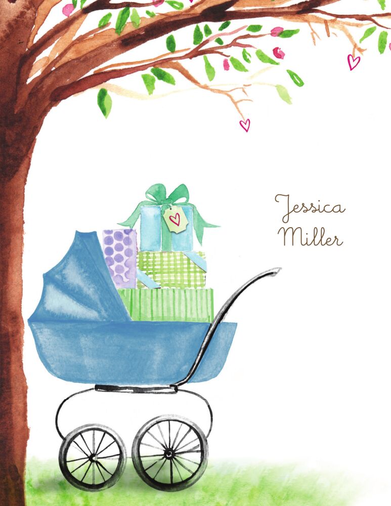 Beautiful Bassinet (Blue) Folded Note