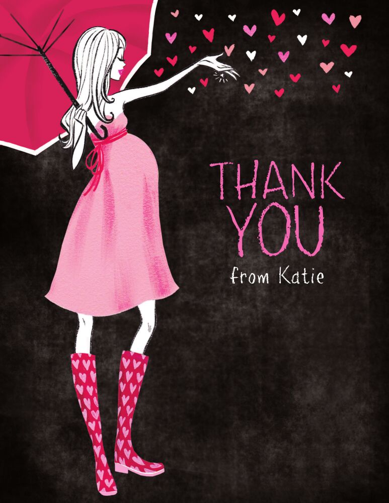 Stylish Chalkboard Pink Folded Note