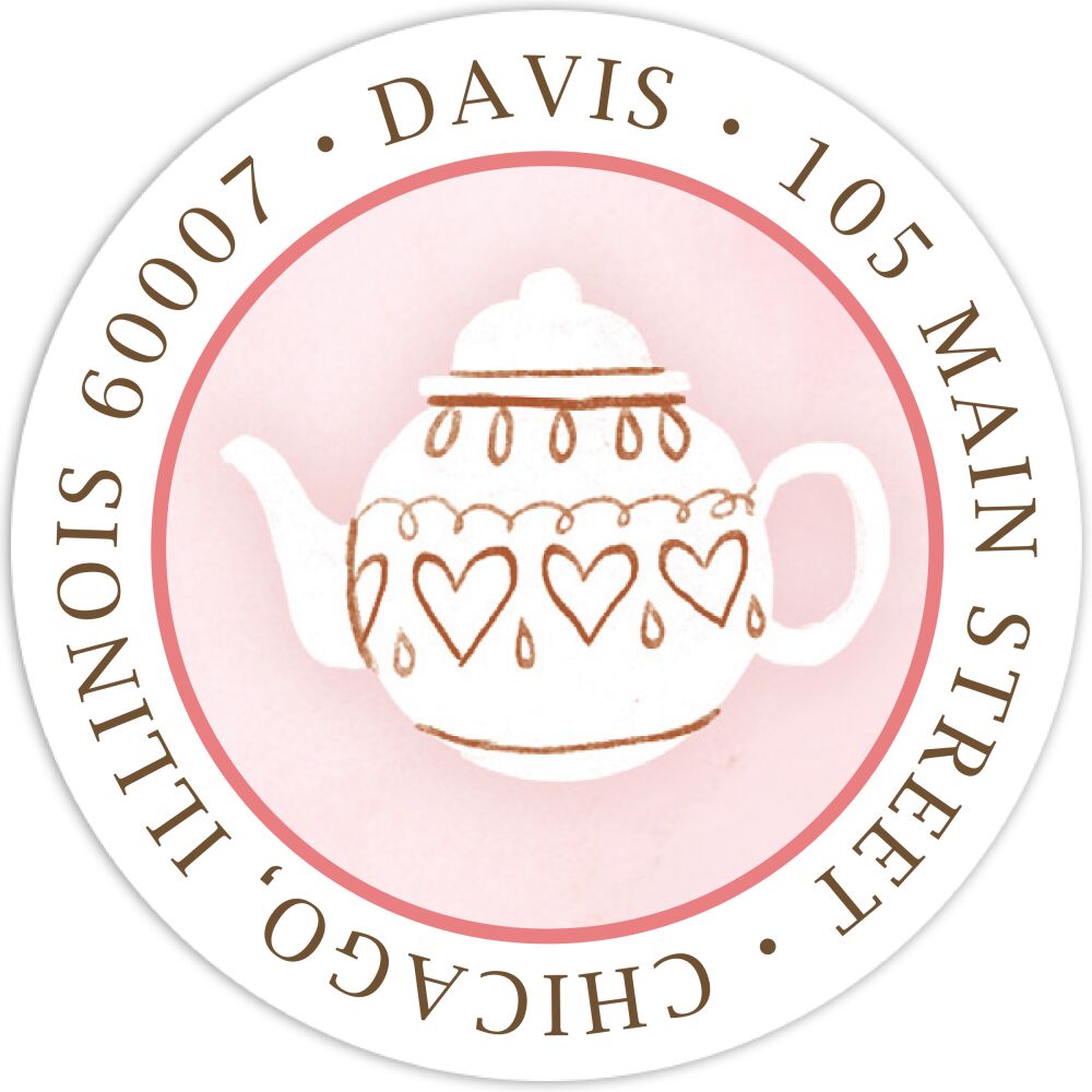 Bridal Tea Party Return Address Sticker - Pink