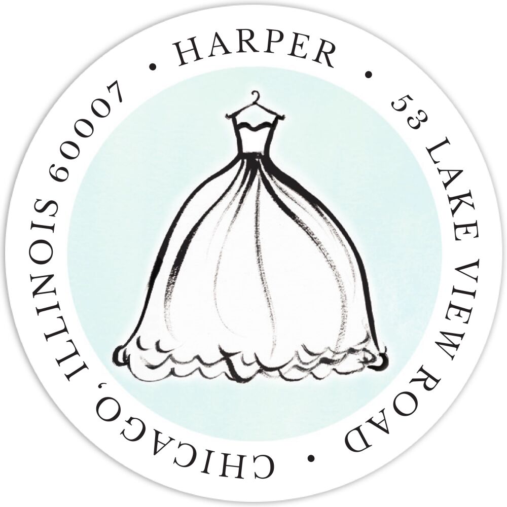Silhouette Dress Return Address Sticker - Blue