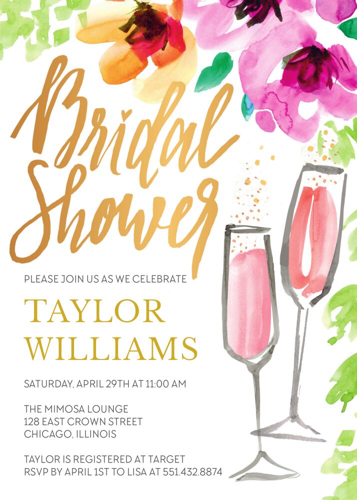 Painterly Blossoms Bridal Shower Invitation