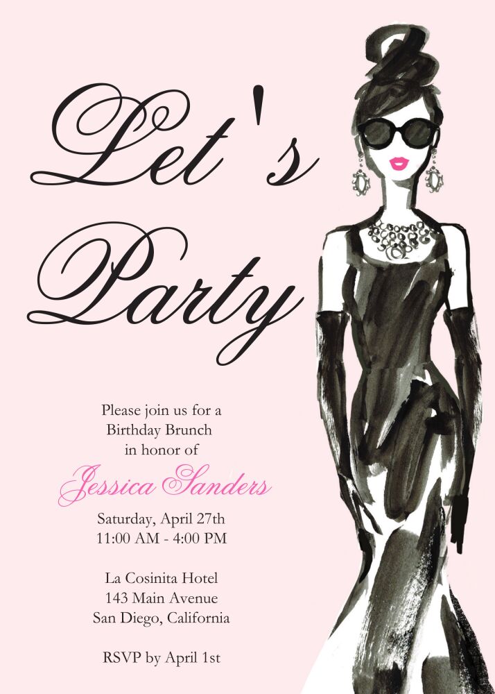 Glamorous Party Girl Invitation