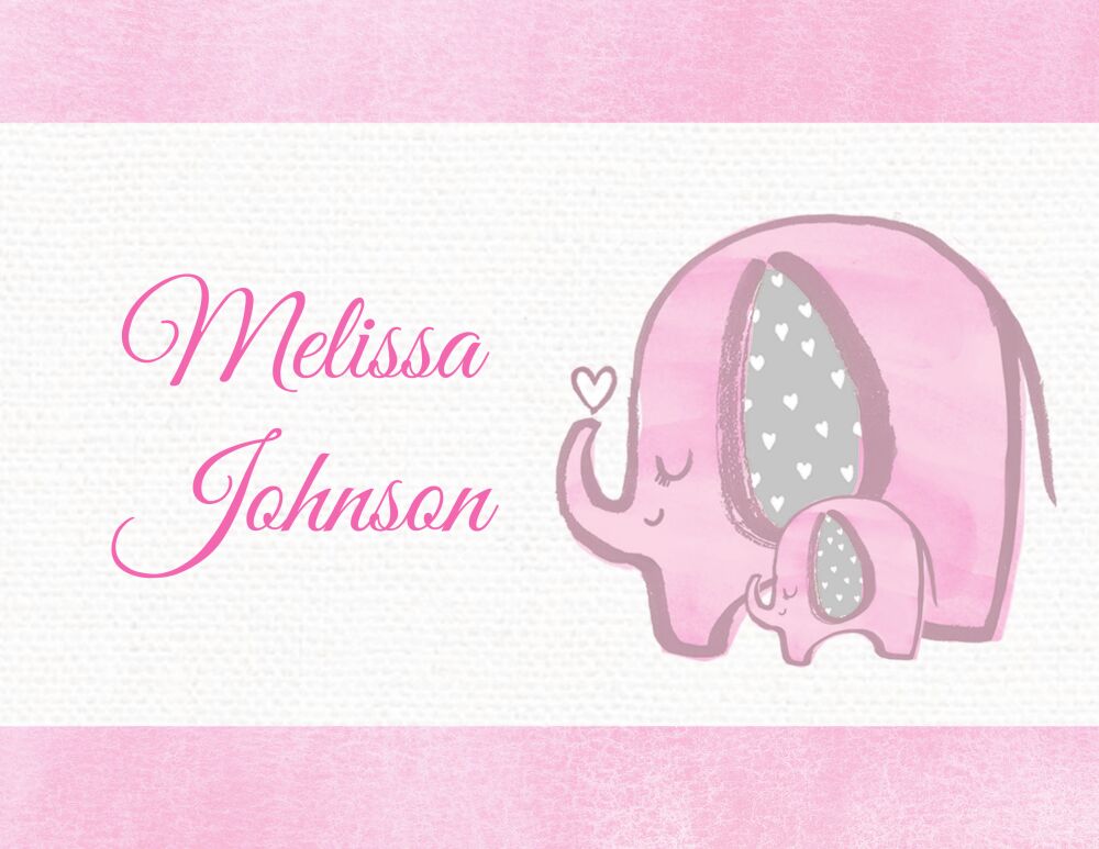 Baby Elephant - Pink Folded Note