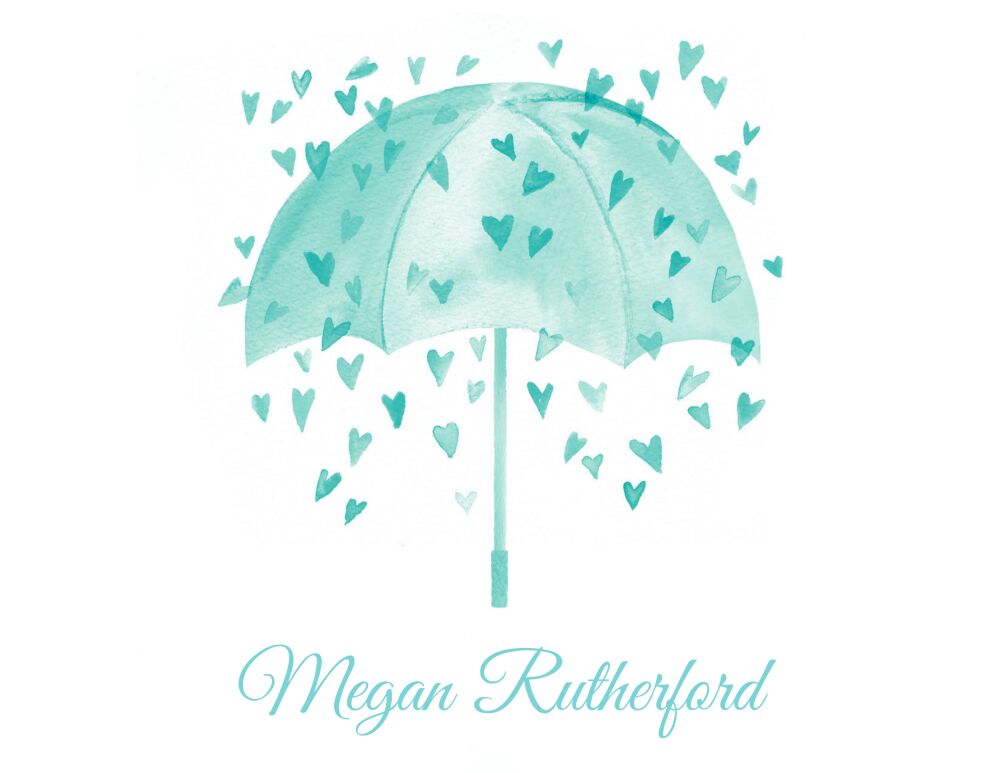Heart Shower-Blue Folded Note