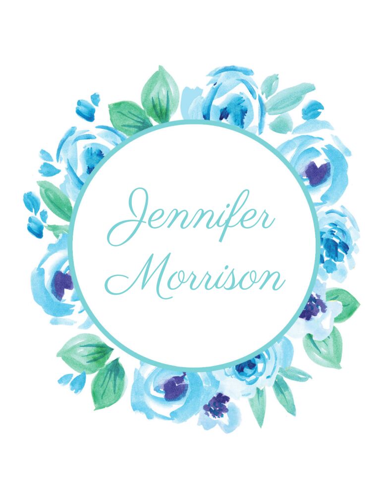 Floral Wreath -Blue Folded Note