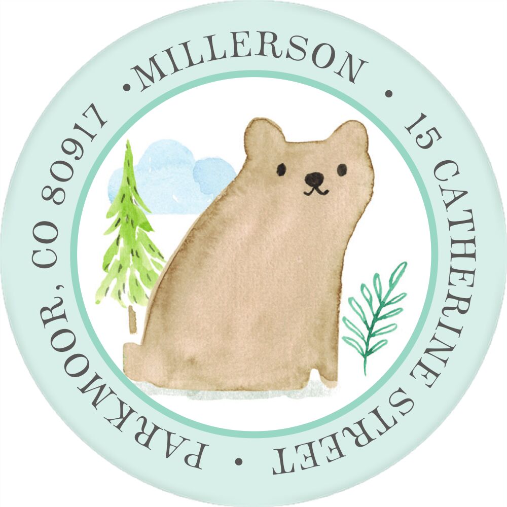 Baby Bear Round Address Label