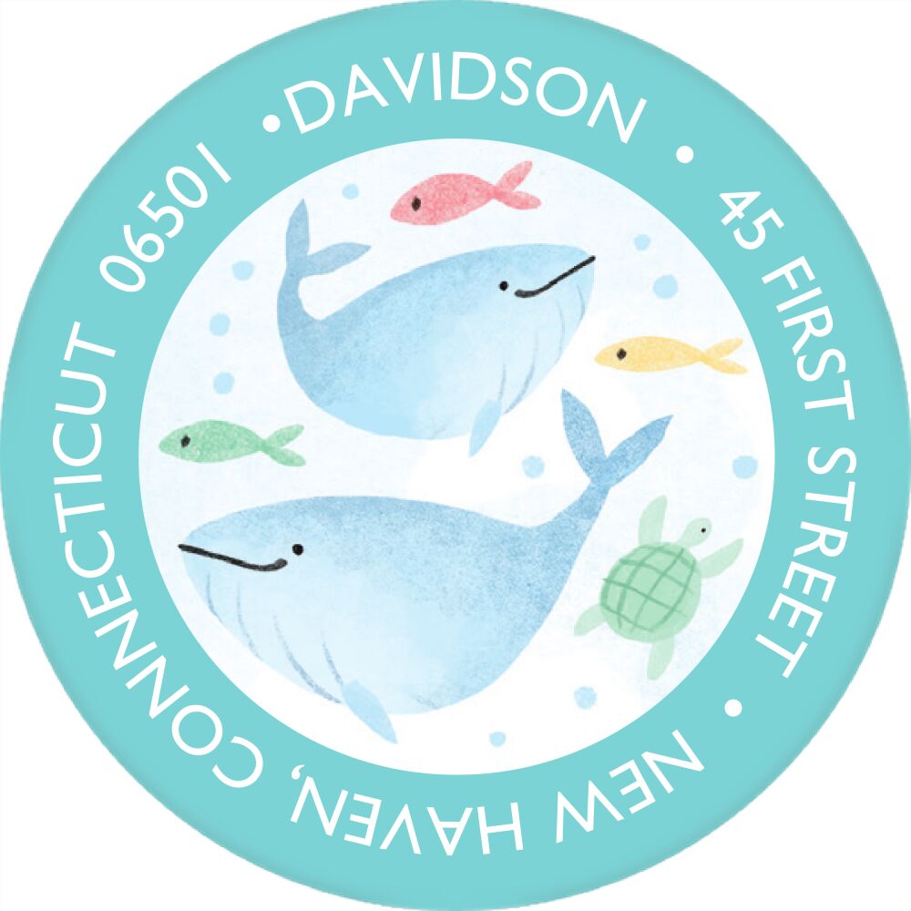 Under the Sea Round Address Label