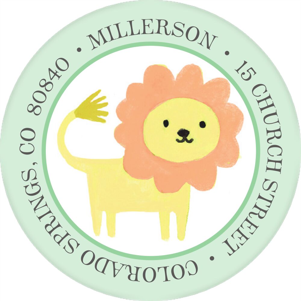 Safari Fun Round Address Label