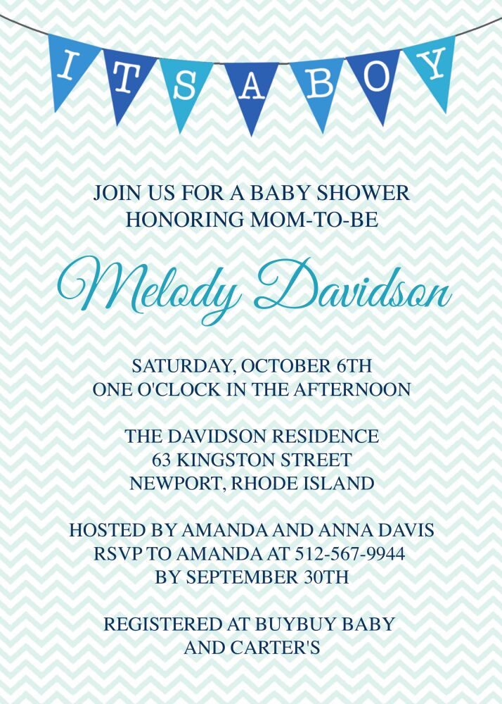 Chevron Banner Boy Invitation