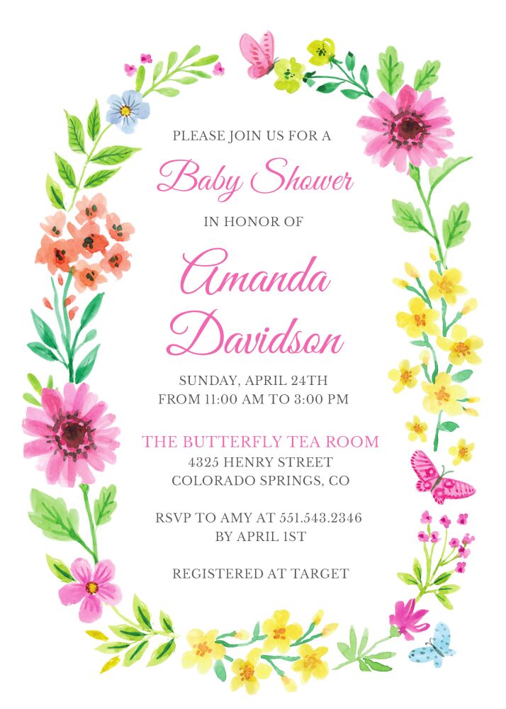 Butterfly Wreath Invitation