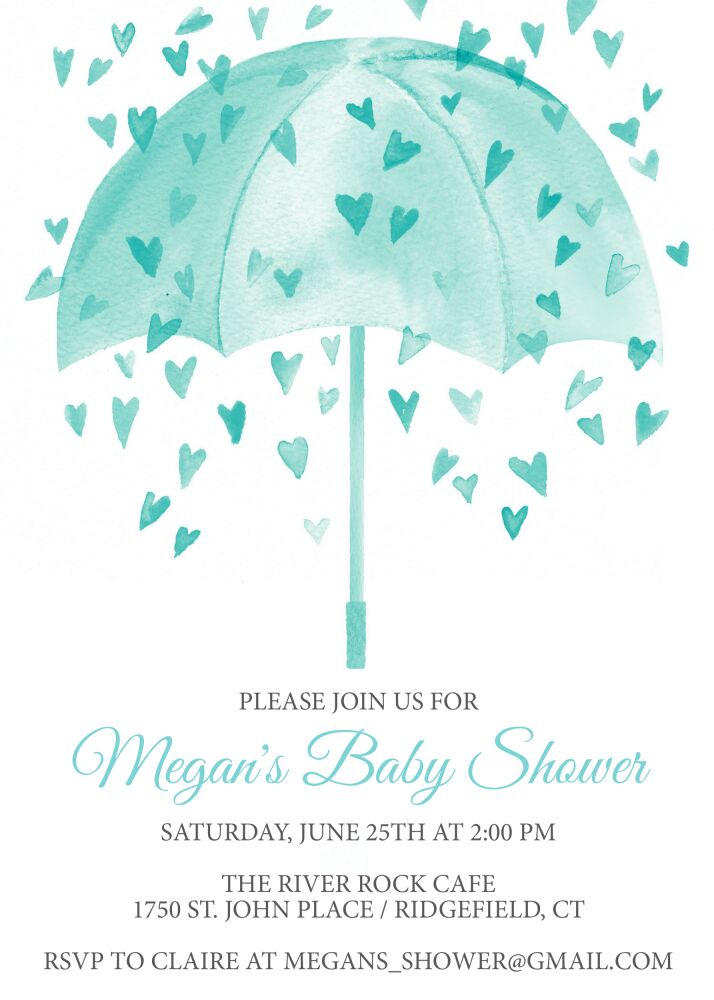 Heart Shower-Blue Invitation
