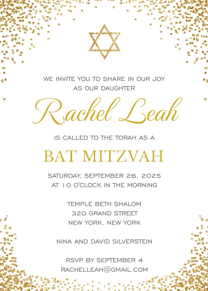 Shining Star of David Invitation