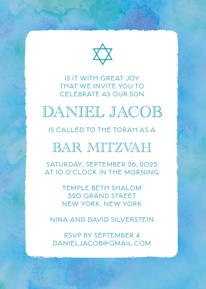 Blue Watercolor Border Invitation