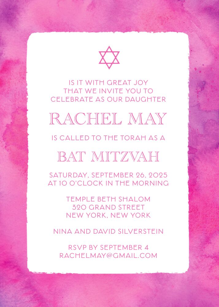 Pink Watercolor Border Invitation