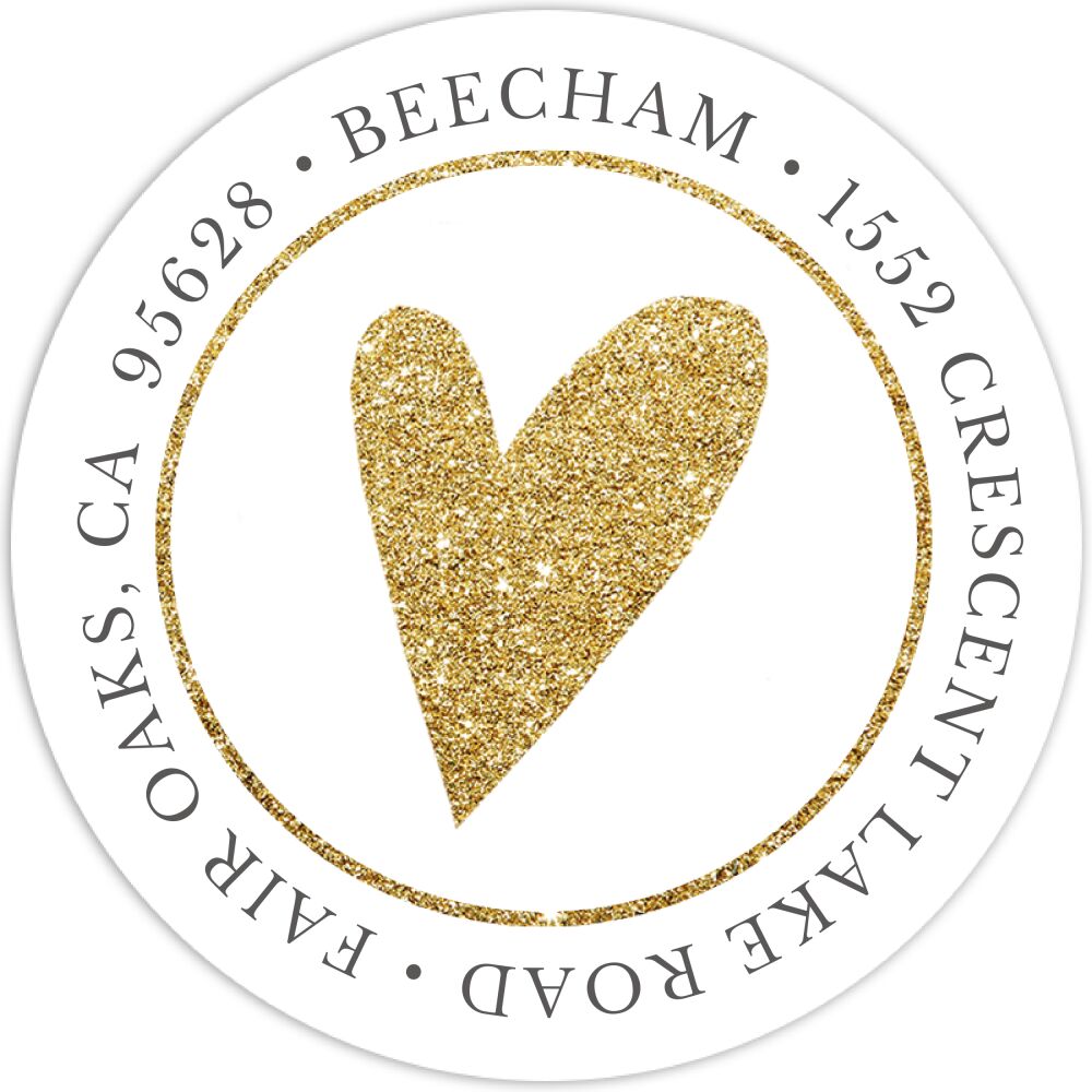 Glitter Heart Return Address Label