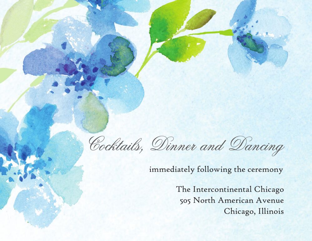 Blue Floral Reception Card