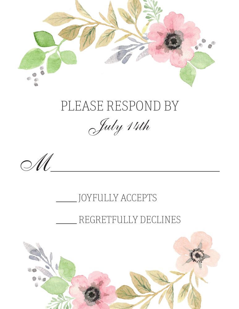 Glamorous Greens Reply Card