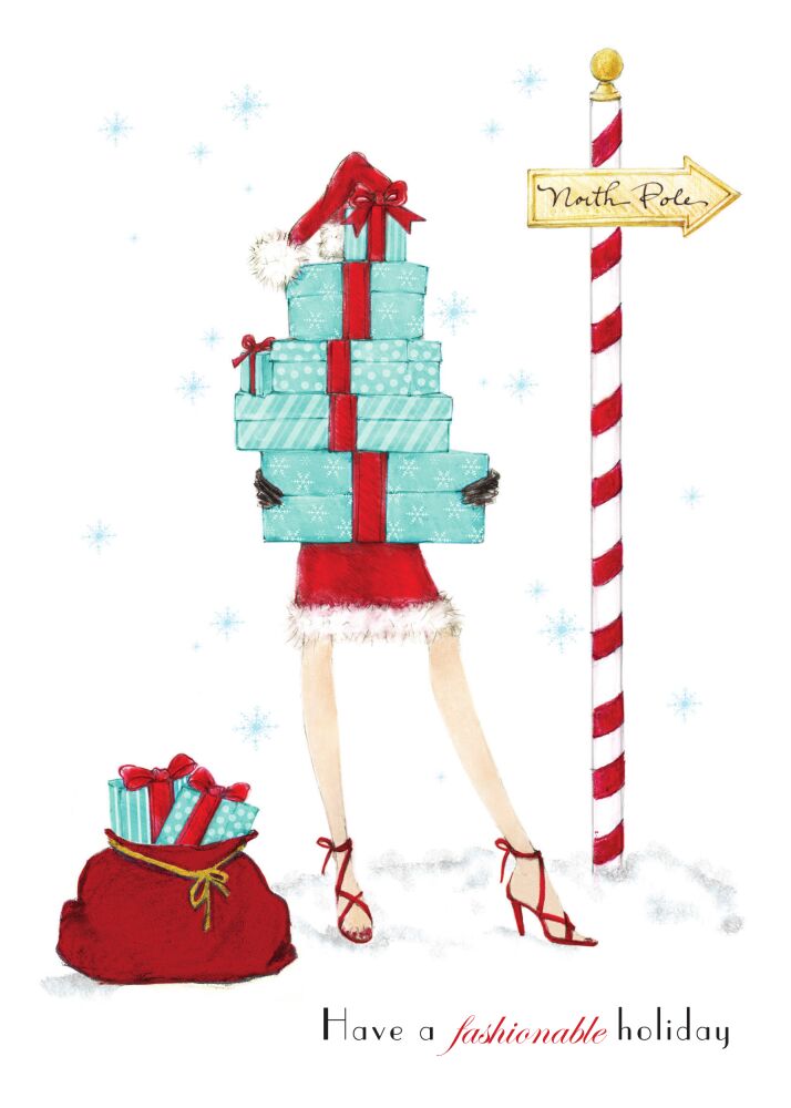 Fashionable Holiday Folded Holiday Greeting Card 