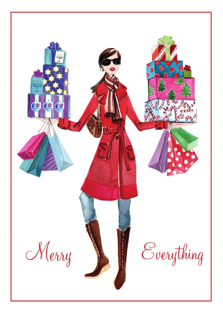Fashion Girl Celebrate Everything Folded Holiday Greeting Card