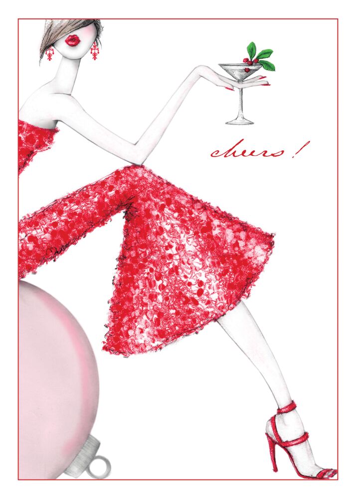 Holiday Fashion Girl Folded Holiday Greeting Card