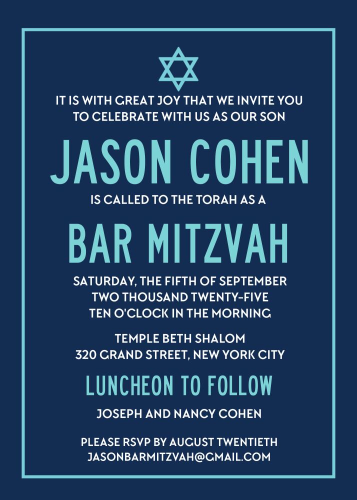 Modern Bar Mitzvah Invitation