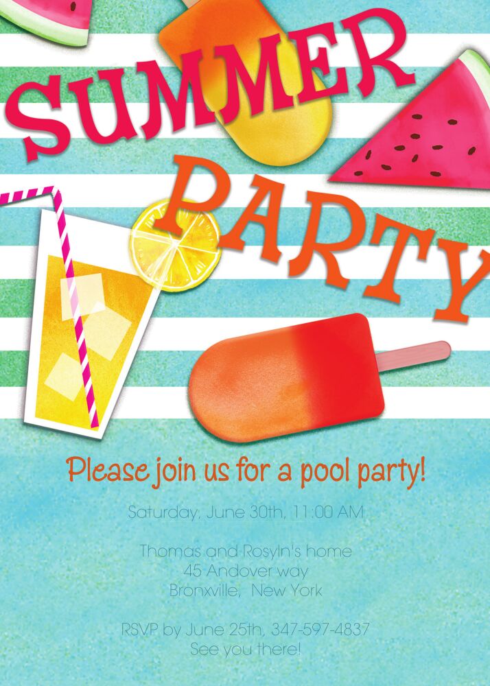 Summer Essentials Blue Invitation