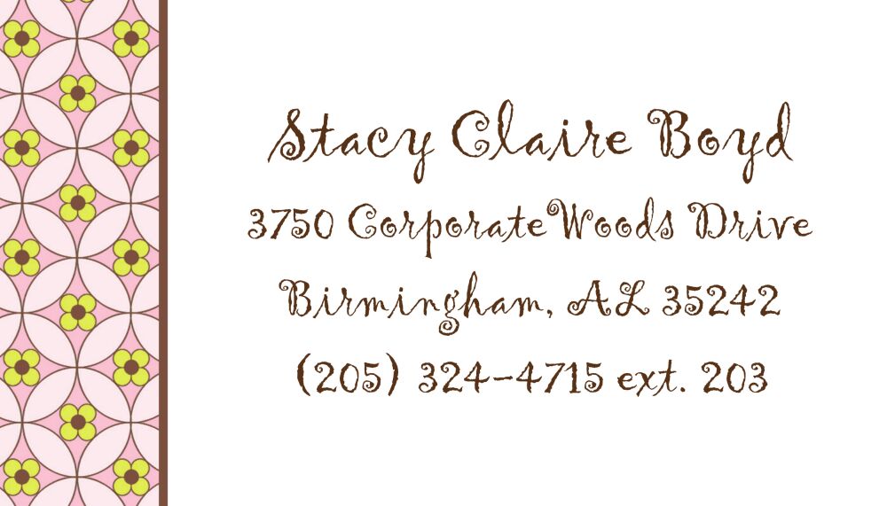 Small Floral Mosaic Pink Calling Card