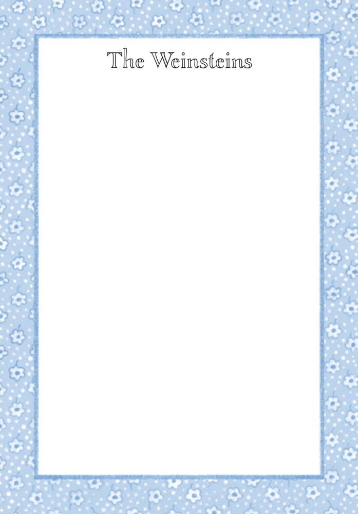 Blue Scattered Flowers Padded Stationery