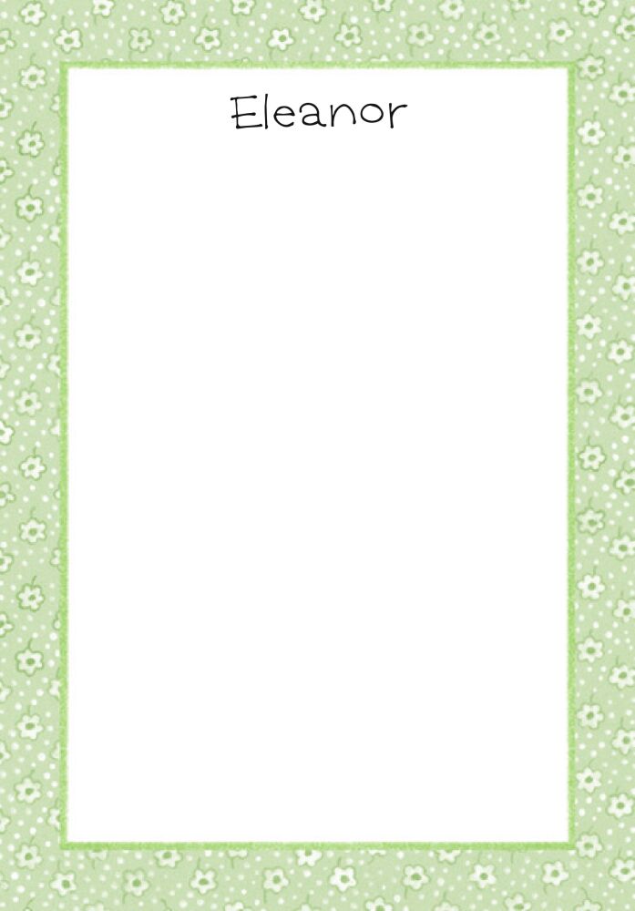 Green Scattered Flowers Padded Stationery