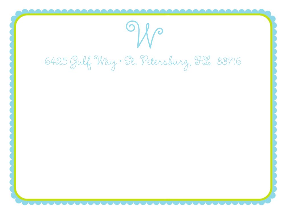 Blue Round Ruffled Border Mailing Label