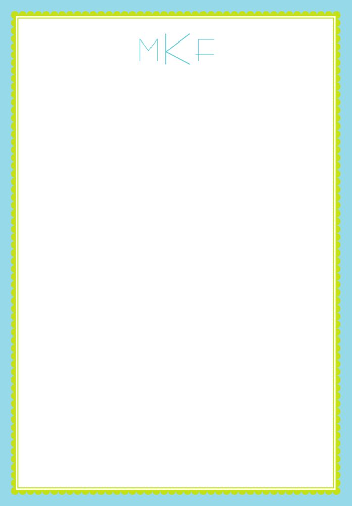 Aqua Ruffled Border Padded Stationery