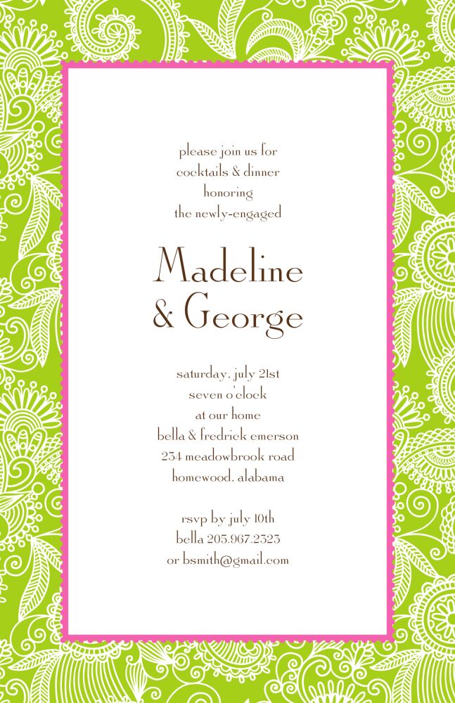 Floral Swirl - Green Invitation