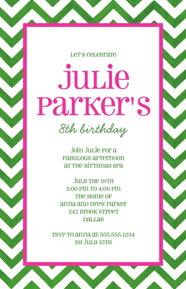 Chevron - Green Invitation